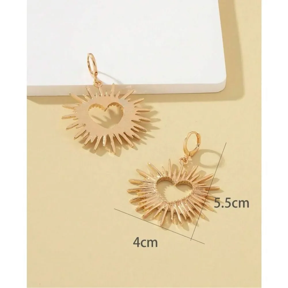 Sunburst Heart Earrings